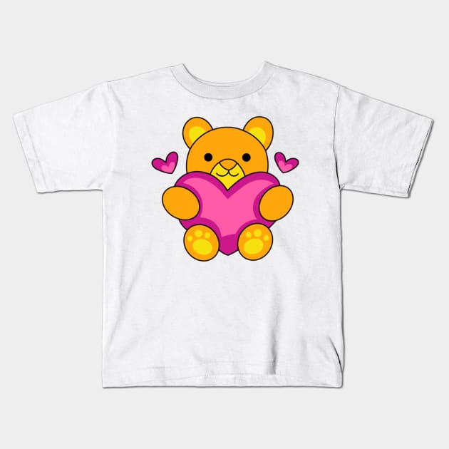 Cute Bear with Hearts Kids T-Shirt by kyokyyosei